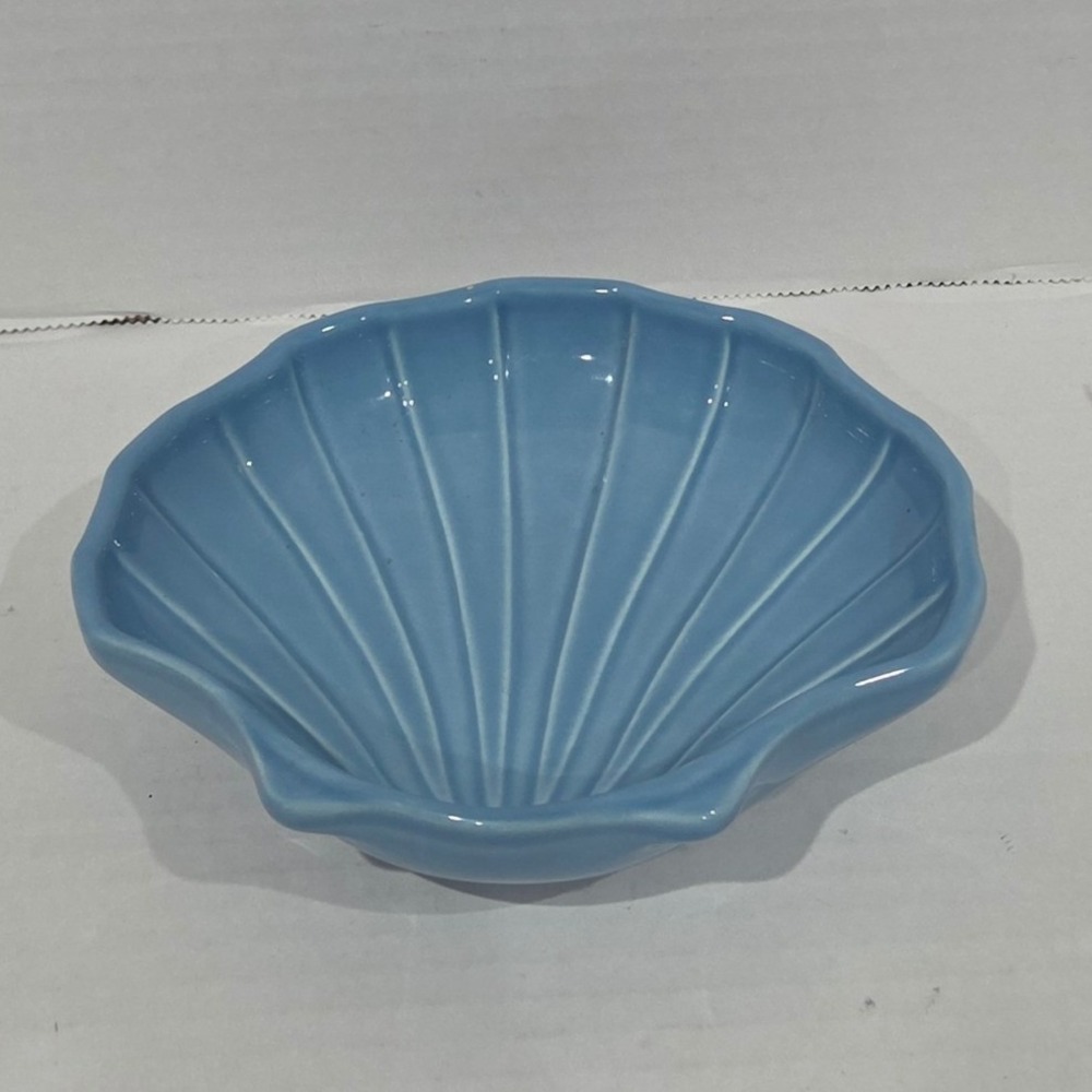 Pfaltzgraff Blue Ceramic Scalloped Shell Trinket Dish Soap Bowl USA Made